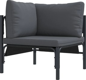 vidaXL Σετ Καναπέ Κήπου με μαξιλάρι 7 pcs Μαύρο Ατσάλι