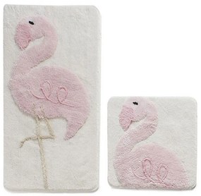 Πατάκια Μπάνιου Pink Flamingo 359CHL2132 (Σετ 2τμχ) White-Pink L'essentiel Maison 60x100cm Acrylic
