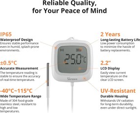SONOFF smart θερμόμετρο SNZB-02LD, έως 115 °C, ZigBee 3.0, λευκό