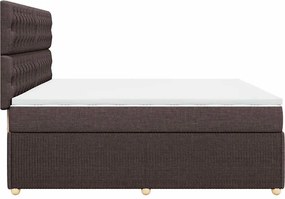vidaXL Κρεβάτι Boxspring με Στρώμα Σκούρο Καφέ 200x200 εκ. Υφασμάτινο