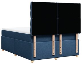 Κρεβάτι Boxspring με Στρώμα Μπλε 140x190 εκ. Υφασμάτινο - Μπλε