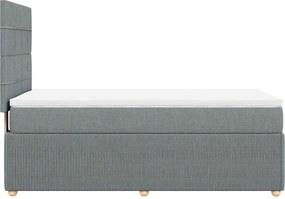 vidaXL Κρεβάτι Boxspring με Στρώμα Ανοιχτό Γκρι 90x200 εκ. Υφασμάτινο