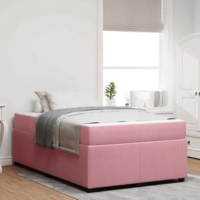 vidaXL Σκελετός Κρεβατιού με στρώμα Ροζ 120 x 190 cm ύφασμα