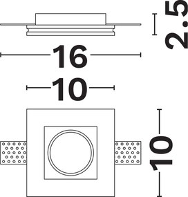 Γύψινο Σποτ Χωνευτό Tobia Trimless GU10 Κοπή 10,5x10,5cm Λευκό