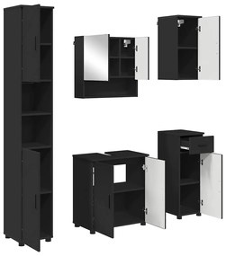 vidaXL Σετ Επίπλων Μπάνιου με συρτάρι 5 pcs Μαύρο 61 x 35 x 64 εκ.
