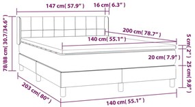 vidaXL Κρεβάτι Boxspring με Στρώμα Μπλε 140x200 εκ. Υφασμάτινο