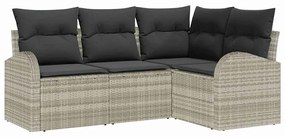 vidaXL Σετ Καναπέ Κήπου 4 pcs Ανοιχτό γκρι συνθετικό ρατάν