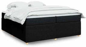 vidaXL Κρεβάτι Boxspring με Στρώμα Μαύρο 200x200 εκ. Υφασμάτινο