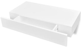 Ράφι Τοίχου με 1 Συρτάρι για Αποθήκευση Βιβλίων/DVD Λευκό από MDF - Λευκό