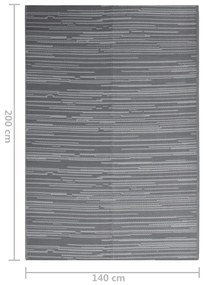 Χαλί Εξωτερικού Χώρου Ανθρακί 140 x 200 εκ. από Πολυπροπυλένιο - Ανθρακί