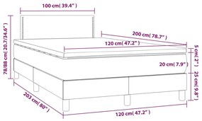 Κρεβάτι Boxspring με Στρώμα &amp; LED Ροζ 120x200 εκ. Βελούδινο - Ροζ