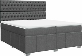 vidaXL Κρεβάτι Boxspring με Στρώμα Σκούρο Γκρι 200x200 εκ. Υφασμάτινο
