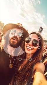 Intra Συλλεκτικό Ξύλινο Παζλ Plywood 4mm - Ομάδα φίλων που βγάζουν selfie σε ένα μουσικό φεστιβάλ Σε Ξύλινο Κουτί - Διαστάσεις Puzzle: 10x10 cm – 25 κομμάτια