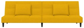 Καναπές Κρεβάτι Διθέσιος Κίτρινος Βελούδινος με 2 Μαξιλάρια - Κίτρινο
