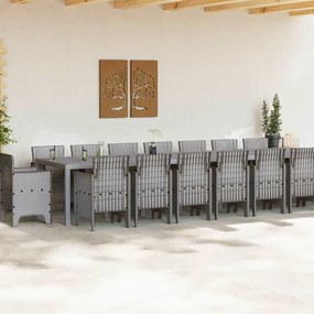 vidaXL Σέτ φαγητού για κήπο 17 pcs Ανοιχτό γκρι Rattan Polt