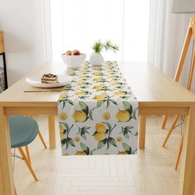 Runner Εμπριμέ Polycotton Αλέκιαστo 40x180εκ. Lemon 457 White-Yellow DimCol