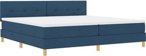 vidaXL LED Κρεβάτι με βάθρο με κεφαλάρι Μπλε 200 x 200 cm ύφασμα