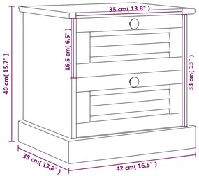 Κομοδίνο VIGO Λευκό 42 x 35 x 42 εκ. από Μασίφ Ξύλο Πεύκου - Λευκό