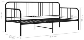 Πλαίσιο για Καναπέ - Κρεβάτι Μαύρο 90 x 200 εκ. Μεταλλικό - Μαύρο