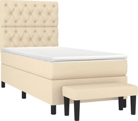 vidaXL Κρεβάτι Boxspring με Στρώμα Κρεμ 80 x 200 εκ. Υφασμάτινο