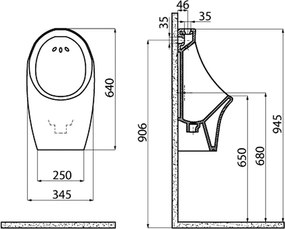 Creavit TP611 - Ουρητήριο Τοίχου Πορσελάνης