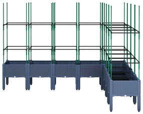 vidaXL Ζαρντινιέρα Κήπου με Καφασωτό Μπλε Γκρι 200x160x142,5 εκ. από PP