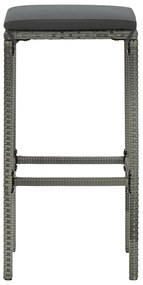 vidaXL Σκαμπό Μπαρ 6 τεμ. Γκρι από Συνθετικό Ρατάν με Μαξιλάρια