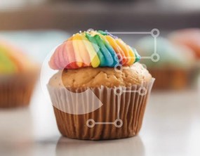 Intra Συλλεκτικό Ξύλινο Παζλ Plywood  4mm - Πολύχρωμο Cupcake με Rainbow Frosting Σε Ξύλινο Κουτί - Διαστάσεις: 10x10 cm – 25 κομμάτια