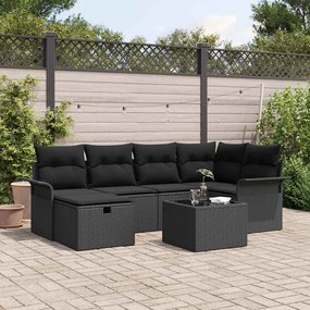 vidaXL Σετ Καναπέ Κήπου 7 pcs Μαύρο 242.5 x 132.5 x 85 εκ. Πολυ ράταν