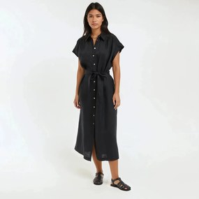 Κοντομάνικο λινό φόρεμα, Signature Heloïse