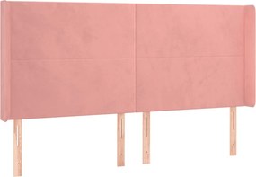 vidaXL Κρεβάτι Boxspring με Στρώμα &amp; LED Ροζ 200x200 εκ. Βελούδινο