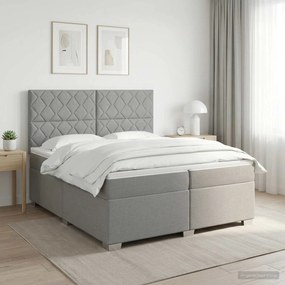 vidaXL Κρεβάτι box spring με στρώμα Ανοιχτό γκρι 200 x 200 cm Ύφασμα