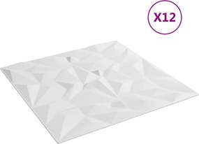 vidaXL Πάνελ τοίχου 12 pcs Λευκό 50 x 50 cm Φελιζόλ XPS