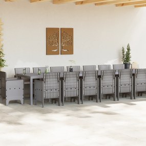 vidaXL Σετ Τραπεζαρίας Κήπου  17 Τεμαχίων με Μαξιλάρια Ανοιχτό Γκρι Πολυ Ράτα