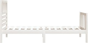 vidaXL Πλαίσιο Κρεβατιού Λευκό 75x190 εκ. Μασίφ Ξύλο Small Single