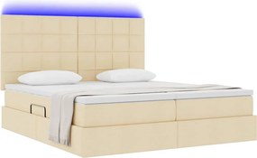 vidaXL LED Κρεβάτι αποθήκευσης με στρώμα Κρέμ 180 x 200 cm Ύφασμα