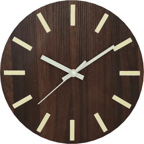 vidaXL Ρολόι Επιτοίχιο με Φωτεινούς Αριθμούς/Δείκτες Καφέ Ø30 εκ.
