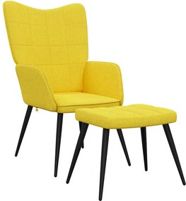 vidaXL Πολυθρόνα Relax Κίτρινη Μουσταρδί Υφασμάτινη με Σκαμπό