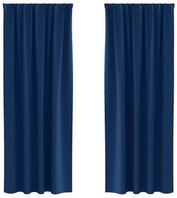 vidaXL Κουρτίνες με κουρτίνες 2 pcs Σκούρο Μπλε 225x140εκ. Πολυεστέρας