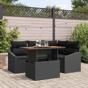 vidaXL Σετ Καναπέ Κήπου με αποθήκευση 5 pcs Μαύρο Πολυ ράταν