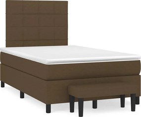 vidaXL Κρεβάτι Boxspring με Στρώμα Σκούρο Καφέ 120x190 εκ Υφασμάτινο