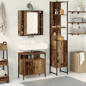 vidaXL Σετ Ντουλαπιών Μπάνιου 3 pcs Παλαιό ξύλο 33 x 33 x 185.5 εκ