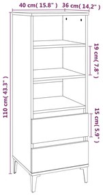 Ντουλάπι Γκρι Σκυρ. 40x36x110 εκ. από Επεξεργασμένο Ξύλο - Γκρι