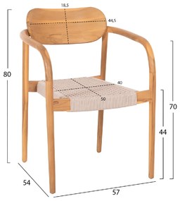 ΠΟΛΥΘΡΟΝΑ OSLO HM9636.07 ΞΥΛΟ TEAK ΦΥΣΙΚΟ &amp; ΜΠΕΖ ΣΧΟΙΝΙ 55x54x80Yεκ.