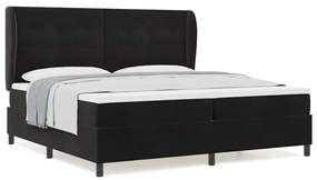 vidaXL Κρεβάτι με ελατήρια με στρώμα Μαύρο 200 x 200 cm Βελούδο