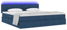 vidaXL LED Κρεβάτι αποθήκευσης με στρώμα Μπλε 200 x 200 cm Ύφασμα
