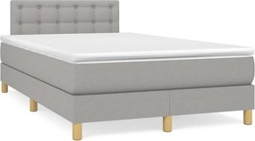 vidaXL Κρεβάτι Boxspring με Στρώμα Ανοιχτό Γκρι 120x200 εκ. Υφασμάτινο