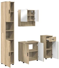 vidaXL Σετ Επίπλων Μπάνιου με πόρτα 4 pcs Sonoma Δρυς 61 x 35 x 64 εκ.