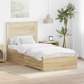 vidaXL Σκελετός Κρεβατιού Δρύς Sonoma 100 x 200 cm Επεξεργασμένο Ξύλο