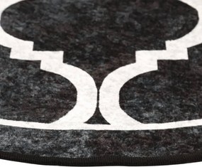 vidaXL Χαλί Πλενόμενο Μαύρο και Λευκό Ø 120 εκ.